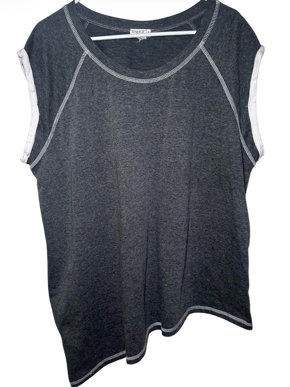 Simple Susan Betro Dark Gray‎ Casual Sleeveless Crewneck Top Plus Size 3XL